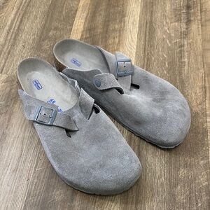 Birkenstock Gray Suede Slip-On Clogs
